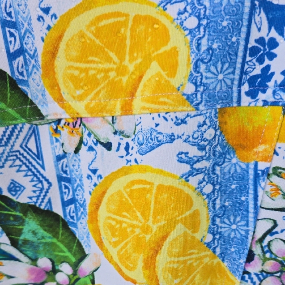 Ali Miles Lemon Floral Print Women's Shirt Jacket Size Large Yellow Blue White - Picture 12 of 16